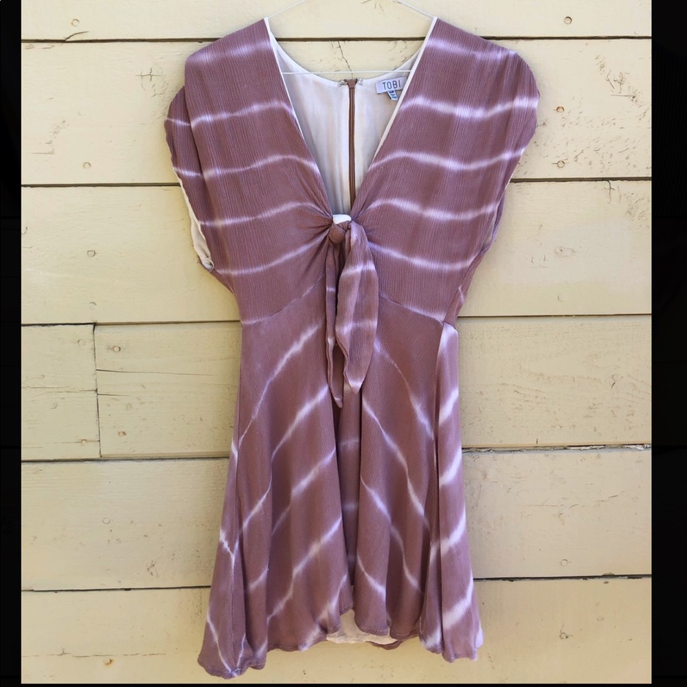 TOBI pink and white semi-tie dye dress